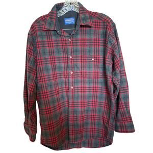Pendleton trail shirt elbow patches plaid red size Medium men's